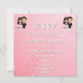 "Whimsical Light Pink Wedding Invitations Sparkles Kaart (Voorkant)