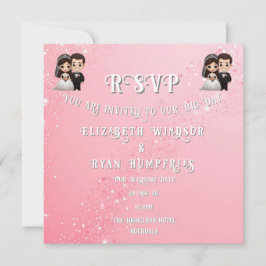 "Whimsical Light Pink Wedding Invitations Sparkles Kaart