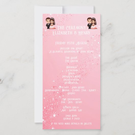 Whimsical Light Pink Wedding sprankelende programm (Voorkant)