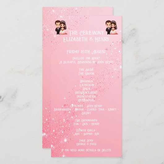 Whimsical Light Pink Wedding sprankelende programm (Voorkant / Achterkant)