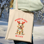 Whimsical Lights Antlers Waterverf Labrador Tote Bag