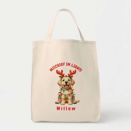 Whimsical Lights Antlers Waterverf Labrador Tote Bag (Voorkant)