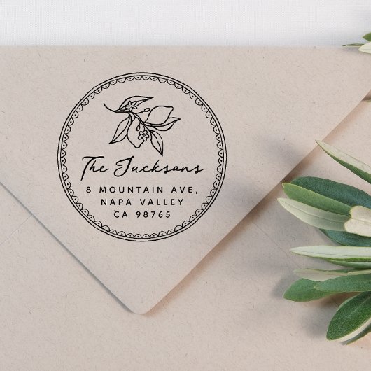 Whimsical Lijst Citroennaam & Terugkeeradres Rubberstempel