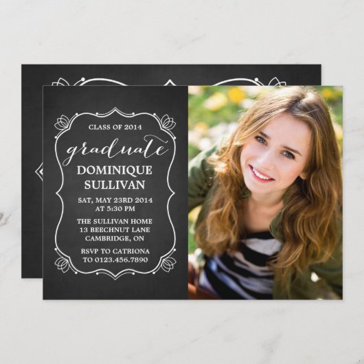 Whimsical Lijst Rustic Photo Afstuderen Kaart (Voorkant / Achterkant)