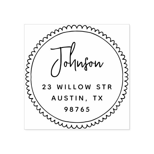 Whimsical Lijst Script Naam Return Adres Rubberstempel (Afrduk)