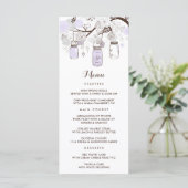 Whimsical Lila Mason Jars Floral Menu Kaart (Staand voorkant)