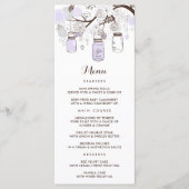 Whimsical Lila Mason Jars Floral Menu Kaart (Voorkant)