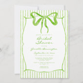 Whimsical Lime Watercolor Bow Stripe Bridal Shower Kaart (Voorkant)