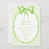 Whimsical Lime Watercolor Bow Stripe Bridal Shower Kaart (Voorkant)