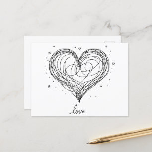 Whimsical Line Art Heart beroemd gemaakt door "Lov Briefkaart