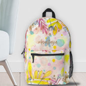 Whimsical Line Art Waterverf Splashes en Naam Bedrukte Rugzak