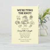 Whimsical Line Art Wedding Uitnodiging (Staand voorkant)