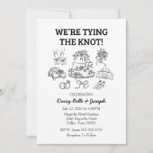 Whimsical Line Art Wedding Uitnodiging (Voorkant)