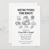 Whimsical Line Art Wedding Uitnodiging (Voorkant / Achterkant)