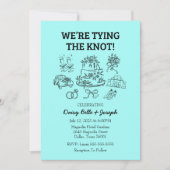 Whimsical Line Art Wedding Uitnodiging (Voorkant)