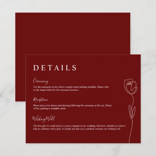 Whimsical Line Roos Detail Enclosure Card Kaart (Voorkant / Achterkant)