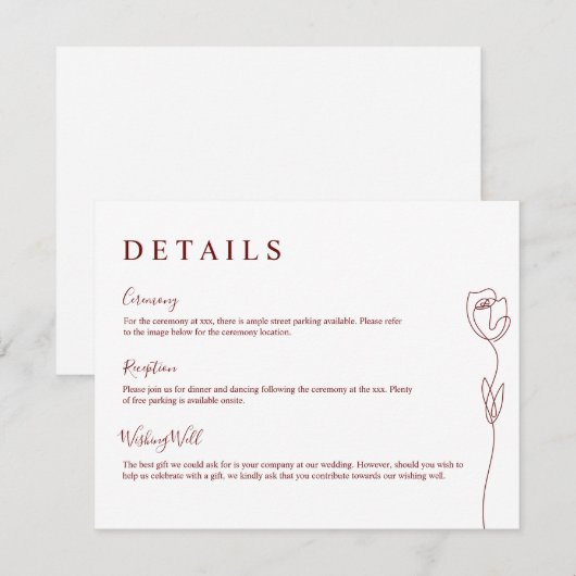 Whimsical Line Roos Detail Enclosure Card Kaart (Voorkant / Achterkant)