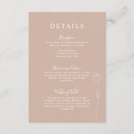 Whimsical Line Roos Details Enclosure Card Informatiekaartje