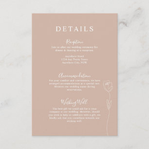 Whimsical Line Roos Details Enclosure Card Informatiekaartje