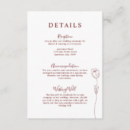 Whimsical Line Roos Details Enclosure Card Informatiekaartje