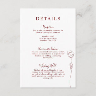 Whimsical Line Roos Details Enclosure Card Informatiekaartje