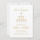 Whimsical lint champagne toren verlovingsfeest kaart (Voorkant)