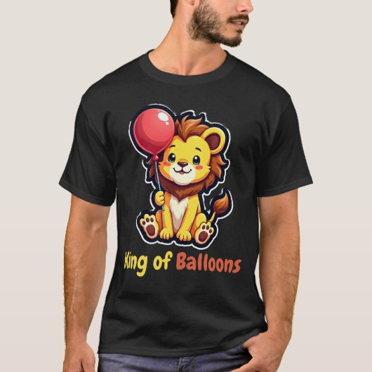 Whimsical Lion Balloon T-Shirt - Speels en vet (Voorkant)
