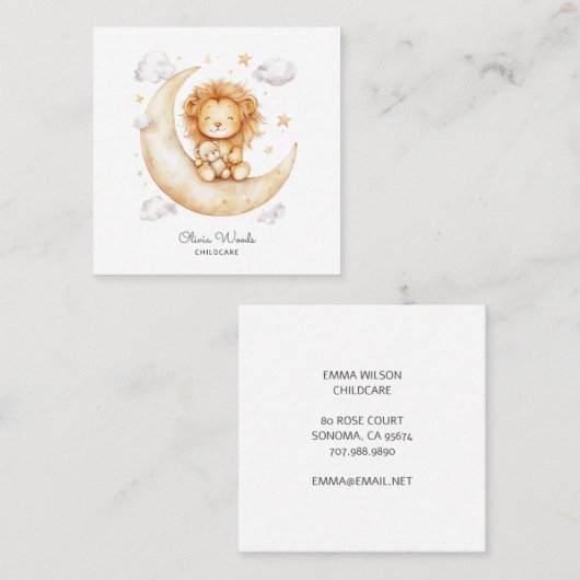 Whimsical Lion Cub Kinderopvang Visitekaartje (Voorkant / Achterkant)