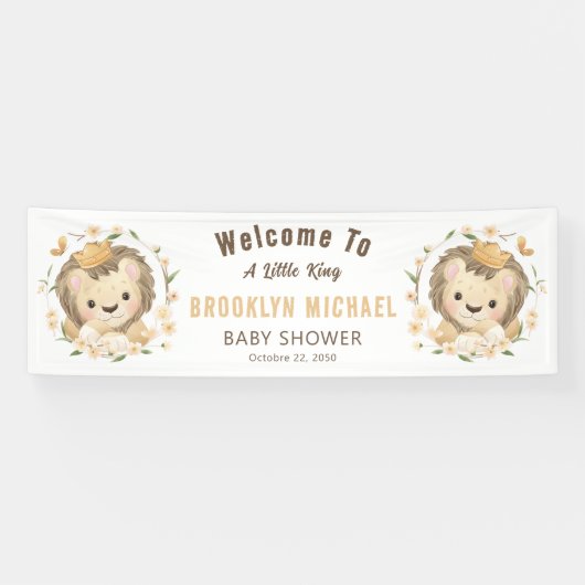 Whimsical Lion King Baby shower gastvrij Spandoek (Horizontaal)