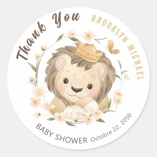 Whimsical Lion King Baby shower oerwoud Ronde Sticker (Voorkant)