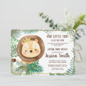 Whimsical Lion Thaise Partij | Virtueel Baby showe Kaart (Staand voorkant)