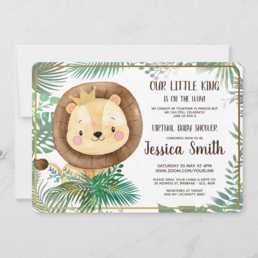 Whimsical Lion Thaise Partij | Virtueel Baby showe Kaart (Voorkant)