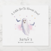 Whimsical Little Boo Halloween Baby shower Sparkling Wijnetiket (Enkel label)