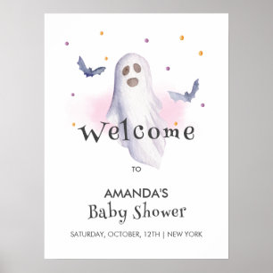 Whimsical Little Boo Halloween Baby shower Welkom Poster