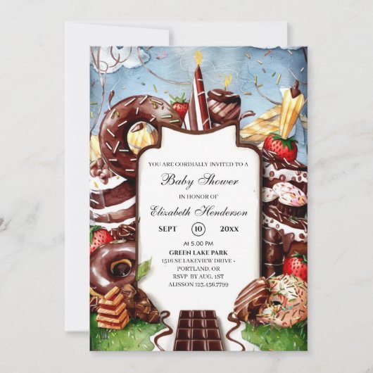 Whimsical Little Chocolate Baby shower Kaart (Voorkant)