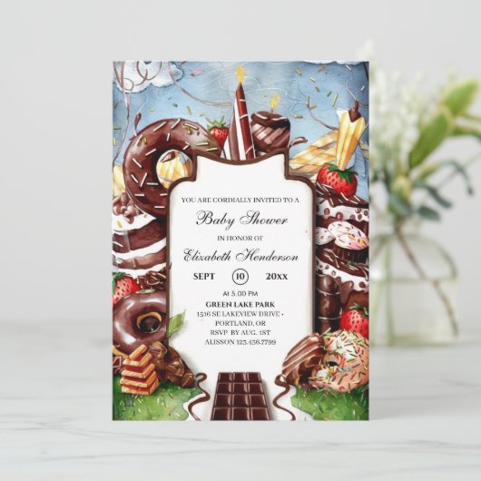 Whimsical Little Chocolate Baby shower Kaart (Staand voorkant)