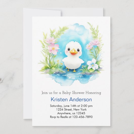Whimsical Little Duck Boy Baby shower Kaart (Voorkant)