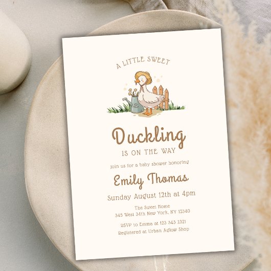 Whimsical Little Duckling Garden Baby shower Kaart