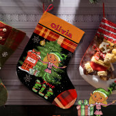 Whimsical Little Elf Girl Kids Christmas Stocking  Grote Kerstsok