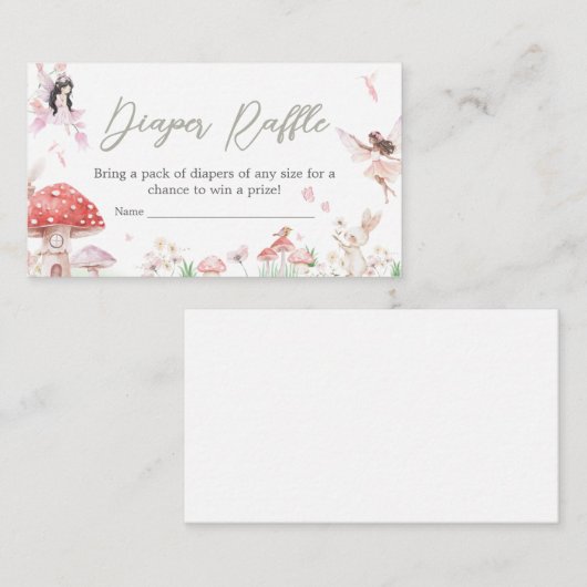 Whimsical Little Fairy Baby shower Luier Raffle Informatiekaartje (Voorkant / Achterkant)