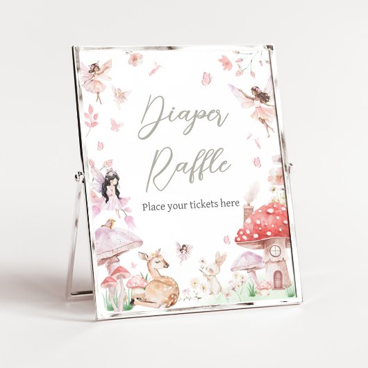 Whimsical Little Fairy Baby shower Luier Raffle Poster