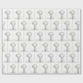 Whimsical Little Girl Doodle in Wildflowers Cadeaupapier (Vlak)