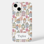 Whimsical Little Houses Illustration Custom Name Case-Mate iPhone Case (Achterkant)