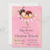 Whimsical Little Ladybug Baby Shower Invitations Kaart (Voorkant)