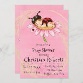 Whimsical Little Ladybug Baby Shower Invitations Kaart (Voorkant / Achterkant)