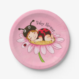 Whimsical Little Ladybug Baby shower Papieren Bordje