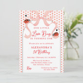 Whimsical Little Love Bug Ladybug 1st Birthday Kaart (Staand voorkant)
