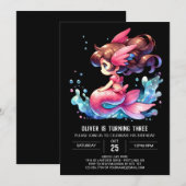 Whimsical Little Mermaid Verjaardag Kaart (Voorkant / Achterkant)