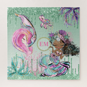 Whimsical Little Mermaids under the Zee Monogram P Legpuzzel