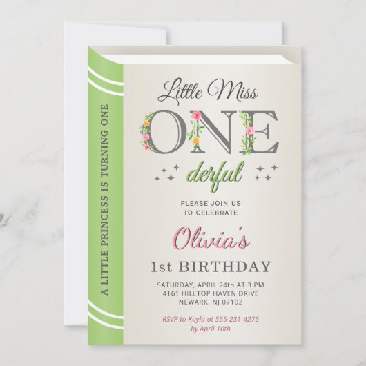 Whimsical Little Miss Onederful 1e verjaardag Kaart (Voorkant)